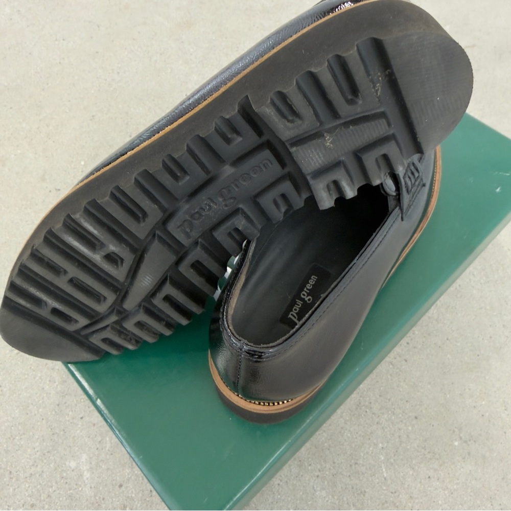 Paul Green Natasha LF Black Crinkled Patent Leather Loafers - Size 7.5 - Picture 7 of 9